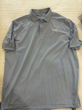 Peter Millar Light Blue Striped Polo